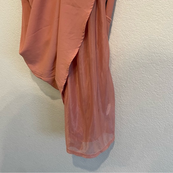 Lush Dusty Rose Mini Dress Large Spaghetti Strap Flowy Babydoll Dress - Picture 7 of 11